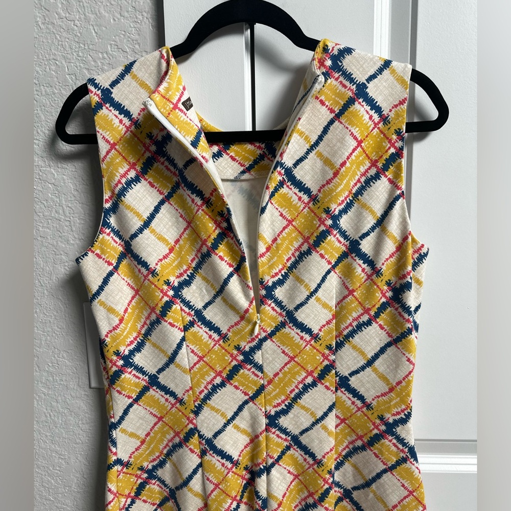 J McLaughlin Yellow and Blue Checkered Midi Dress - Picture 7 of 7